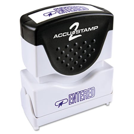 Accustamp2 Shutter Stamp With Anti Bacteria- Blue- ENTERED- 1.63 X .5